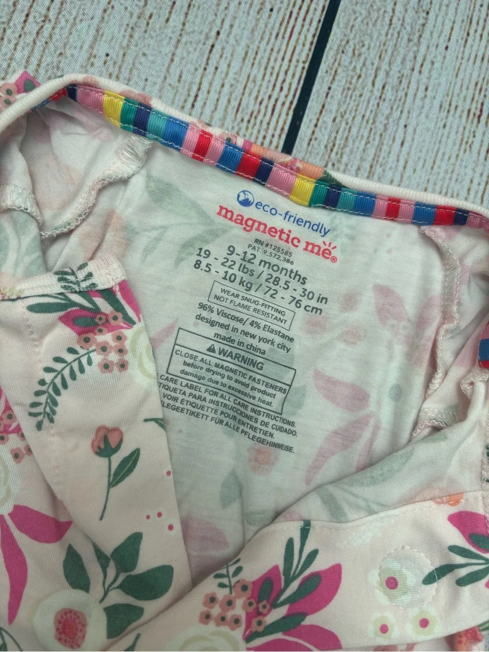 Magnetic Me Floral Long-Sleeve One-Piece Pajamas - Pink Floral